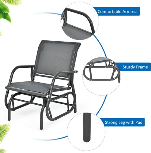 Miniatura 6 de Giantex Silla columpio con marco de metal de estudio, cómoda silla de patio para jardín, porche, patio trasero, piscina, mecedora para césped al Gris