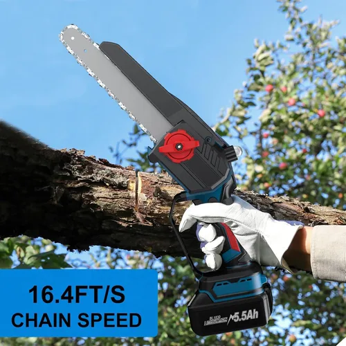 Miniatura 8 de Mini motosierra, motosierra eléctrica portátil 2 en 1 de 8 y 6 pulgadas, inalámbrica, pequeña motosierra de mano para ramas de árbol, patio, hogar