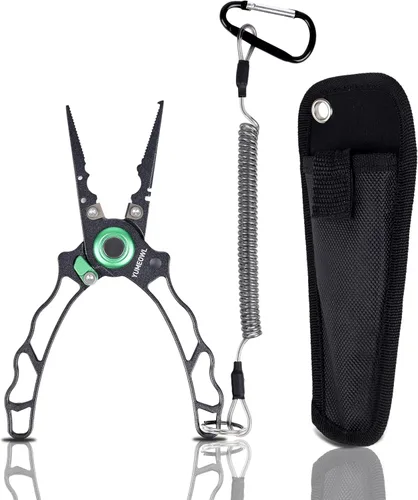 Miniatura 8 de Alicates de pesca con mango ergonómico innovador, resistente a la corrosión y agua salada, removedor de gancho multiherramienta de pesca, corte