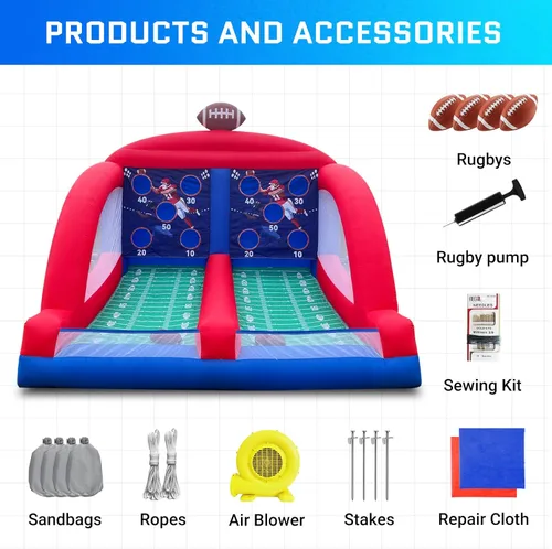 Miniatura 5 de OZIS Juegos inflables de carnaval con 4 bolas, objetivo de lanzamiento de fútbol con potente soplador, fácil configuración para comerciales