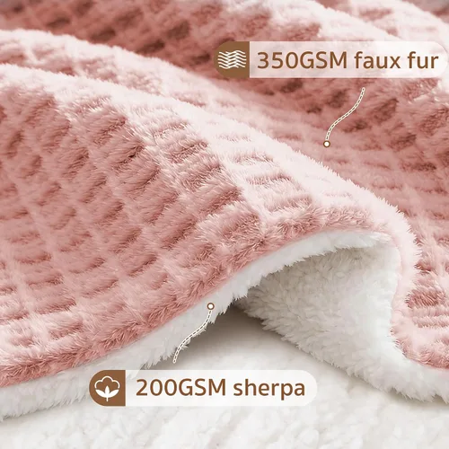 Miniatura 3 de Manta Térmica Waffle de 50"x60" – Manta Eléctrica Pink Blush con 6 Niveles de Calor y 4 Configuraciones de Temporizador, Piel Sintética y Sherpa