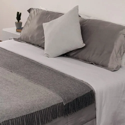 Miniatura 3 de Anthracite Tones - Manta de alpaca tejida a mano, suave, cálida, gris, suave, diseño de biface, 61 x 53 pulgadas
