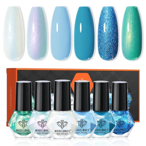 Miniatura 25 de modelones Esmalte de uñas, capa base 3 en uno, 0.5 onzas líquidas, fortalecedor de uñas transparente, secado rápido, larga duración, brillo
