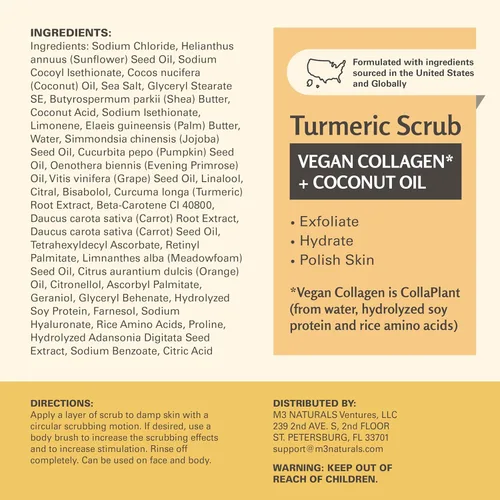 Miniatura 9 de Exfoliante de cúrcuma y exfoliante de piel con colágeno y aceite de coco, exfolia suavemente la cara, el cuerpo, las manos y los pies, cuidado
