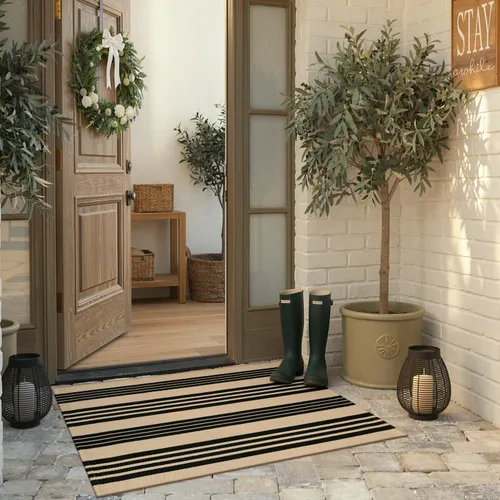 Miniatura 16 de KIMODE Alfombras para puerta delantera de 24"x35", alfombra reversible lavable para decorar el porche de una casa de campo, alfombras a rayas por