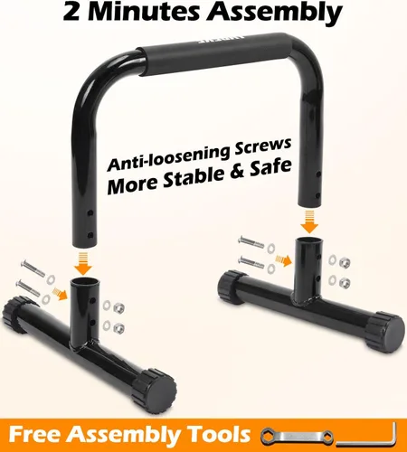 Miniatura 7 de TABEKE Barra para flexiones, paraletas de acero de 14 pulgadas de alto y barra para fondos con mango de espuma de cobertura completa, barras Negro