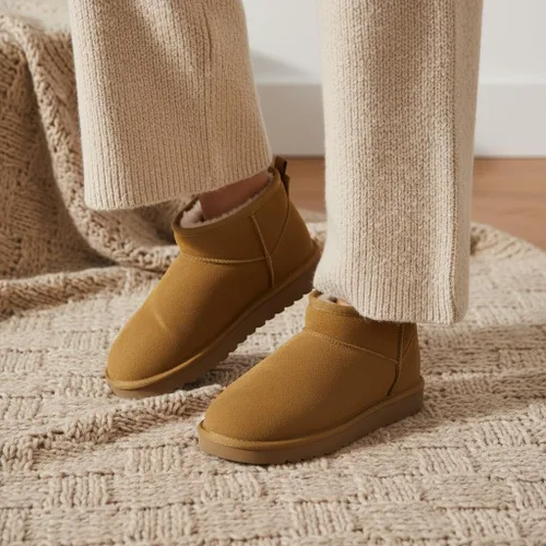 Miniatura 29 de CUSHIONAIRE, Hip 2 - Botas de nieve de gamuza auténtica para mujer, sin cordones, con cómodo forro de piel de oveja sintética + espuma viscoelástica