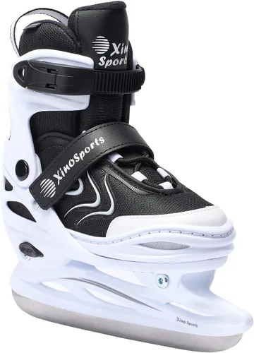 Xino Sports - Patines de hielo ajustables para niñas y niños, dos colores impresionante azul y rosado, acolchado suave y soporte reforzado para el