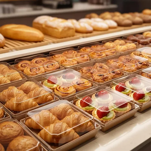 Miniatura 6 de Hiceeden Paquete de 100 Cajas de Charcutería con Tapas Transparentes, 5.4"×5"×2.5" Caja de Papel para Panadería Postres Sándwich, Recipientes