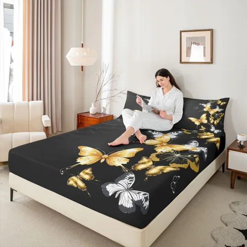 Miniatura 13 de Erosebridal Juego de ropa de cama de zorro para niños, sábana bajera ajustable de zorro de dibujos animados para niños y niñas, decoración