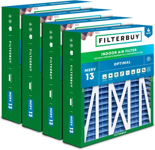 Miniatura 27 de Filterbuy Filtro de aire 10x17x2 MERV 13 Defensa Óptima contra Humo y Alergias (Paquete de 4), Filtros Exteriores Plisados Electrostáticos