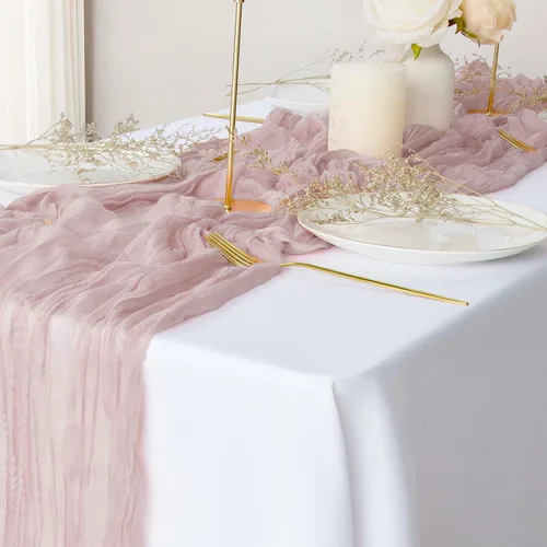 Miniatura 10 de 2 paquetes de caminos de mesa de estopilla de champán, camino de mesa de gasa de 10 pies, caminos de mesa de estopilla rústicos para boda