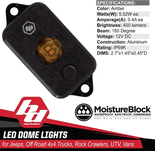 Miniatura 4 de Baja Designs Luz de domo LED con interruptor (ámbar)