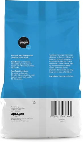 Miniatura 3 de Amazon Basics Epsom Salt Soak, sulfato de magnesio USP, 3 libras, paquete de 6