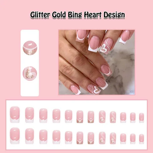 Miniatura 2 de Uñas postizas verdes a presión cortas y medianas para mujeres con diseño de grano de mármol, uñas postizas acrílicas falsas en uñas postizas
