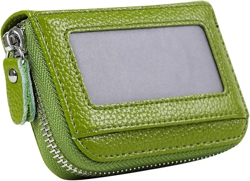 Miniatura 8 de RFID bloqueo 12 ranuras tarjeta de crédito titular cuero acordeón cartera