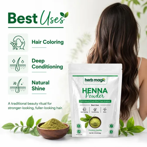 Miniatura 4 de Henna - Tinte en polvo para cabello de 2.2 libras (1 kilo), 100 % cobertura de canas, Lawsonia Inermis puro, rojo naranja natural, triple tamizado