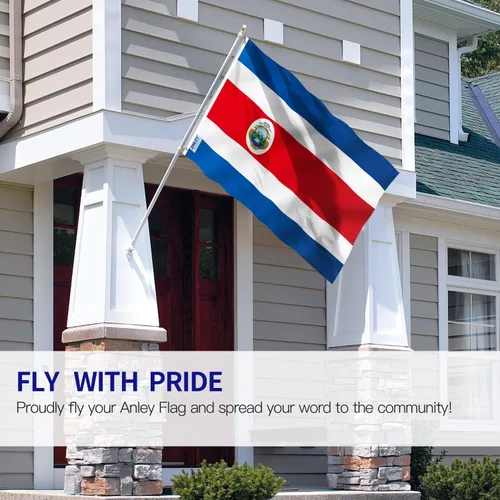 Miniatura 2 de ANLEY Fly Breeze - Bandera de Costa Rica de 3 x 5 pies, color vivo y a prueba de decoloración, cabecera de lona y doble costura, banderas