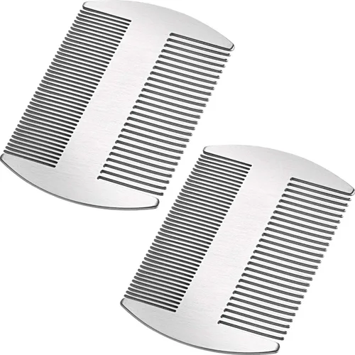 Boao 2 peines de metal para el cabello para mujeres y hombres, peine de acero inoxidable para barba, bigote, tamaño de tarjeta de crédito, cartera