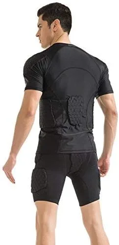 Miniatura 3 de TOUYR - Camiseta de compresión acolchada y pantalones para hombre, chaleco de entrenamiento sin mangas, camiseta y pantalón corto, costillas