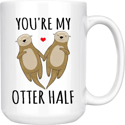 Miniatura 4 de Taza de media taza con texto en inglés "You're My Otter", divertida taza de café para pareja, taza de aniversario para marido de esposa, 11 onzas