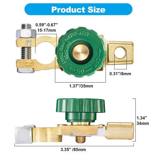 Miniatura 3 de Spurtar Interruptor de desconexión de batería 12V - 24V de poste superior, interruptor de corte de batería de desconexión rápida para vehículos