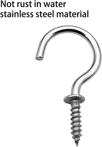 Miniatura 4 de 30 ganchos de techo de acero inoxidable (304) con tornillos de 1 pulgada, ganchos de luz atornillados