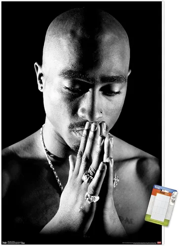 Miniatura 12 de Trends International Tupac - Póster de pared rezando, 14.725 x 22.375 pulgadas, versión enmarcada de madera de granero