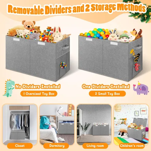 Miniatura 6 de Rocamdo Caja Grande de Almacenamiento de Juguetes con Divisor de Tapa, Cofre Organizador de Juguetes Plegable Resistente Contenedores Cajas Cestas