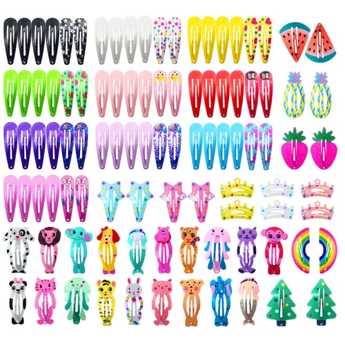 Funtopia Pinzas para el cabello para niñas, 100 piezas de broches de metal antideslizantes, pasadores para niños, adolescentes y mujeres, lindos