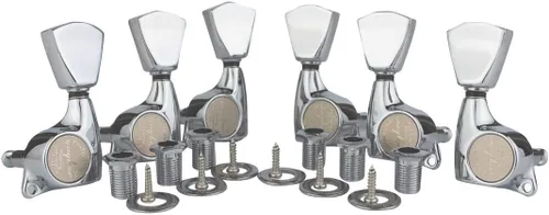 Guyker Cabezales de máquina de guitarra (3L + 3R) – Juego de clavijas de afinación selladas 1:21 con perilla en forma de tulipán de repuesto para
