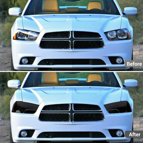 Miniatura 2 de Hoolcar Cubierta de lámpara delantera para faros delanteros, marco de bisel, accesorios exteriores compatibles con Dodge Charger 2011-2014, negro