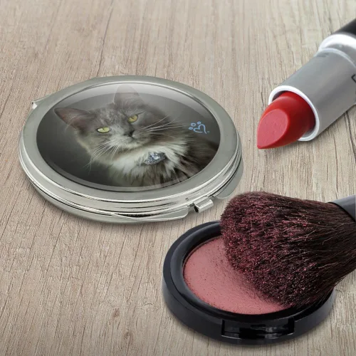 Miniatura 2 de GRAPHICS & MORE Smokey Cat - Bolso de viaje compacto con espejo de maquillaje