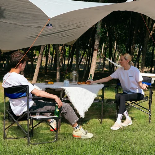 Miniatura 2 de KingCamp 2-Pack Silla de Camping para Directores con Asientos Plegables y Acolchados Portátiles, Azul Negro/Azul Real