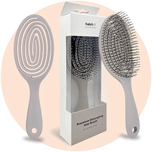 Miniatura 6 de habitof Cepillo húmedo desenredante ecológico para mujeres, hombres y niños, cerdas flexibles para cabello rizado, ondulado, grueso y fino, húmedo