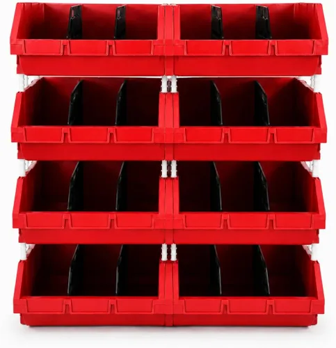 Miniatura 10 de Paquete de 2 contenedores apilables extragrandes de almacenamiento – 16.5 x 14.5 x 6.9 pulgadas, organizador resistente, diseño colgante y de GRIS 2