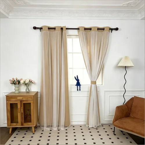Miniatura 9 de INLINAS Cortinas opacas beige con superposición transparente, paneles térmicos y de reducción de ruido con ojales en la parte superior