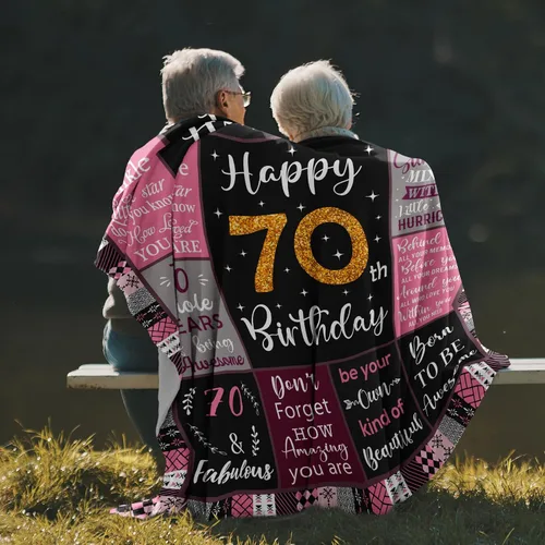 Miniatura 3 de Amonee-YL Regalos de 70 cumpleaños para mujeres, regalos para mujer de 70 años, mantas de regalo de cumpleaños de 70 50"X60", mejores regalos