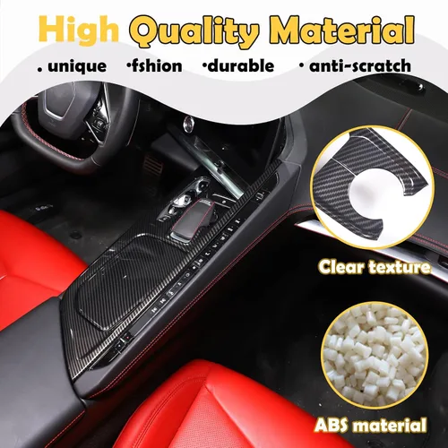 Miniatura 3 de CHEAYAR Cubierta de panel de palanca de cambios compatible con Chevrolet Corvette C8 2020-2023, panel de engranajes de control central, cubierta