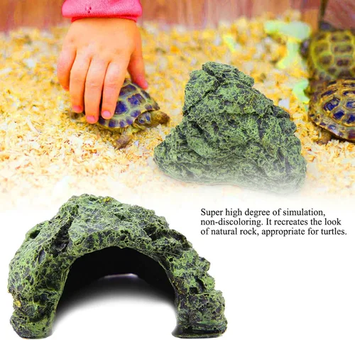 Miniatura 2 de TOPINCN Cueva para ocultar peces, plataforma para tomar el sol, escondite de cueva, tanque de reptiles, decoración de resinas, cueva de roca