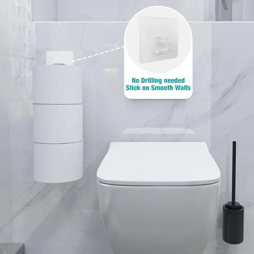 Miniatura 37 de Conworld Soporte de pared para almacenamiento de papel higiénico, dispensador portarrollos de papel higiénico sobre el tanque de reserva