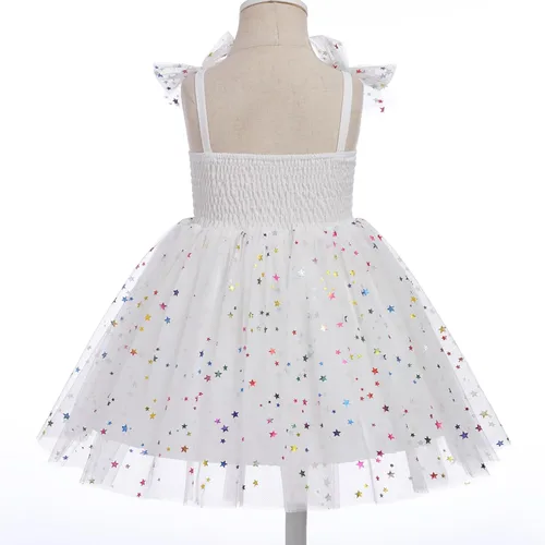 Miniatura 3 de Vestido tutú de verano para niñas pequeñas, sin espalda, vestido de princesa para fiesta de cumpleaños, lentejuelas, con volantes, tul con lazo