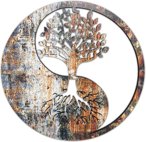 Miniatura 10 de Venovez Yin Yang - Decoración de pared (madera-metal) árbol de la vida, decoración de Yin Yang, decoración de pared de metal, decoración