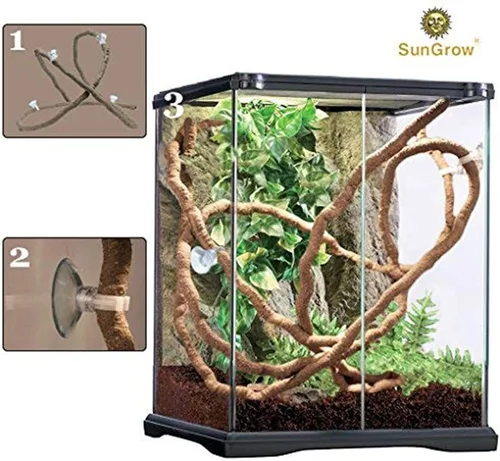 Miniatura 5 de SunGrow Vid de reptiles de 6 pies para terrario, decoración flexible de tanque de lagarto escalador, accesorios de escalada de serpiente de pitón