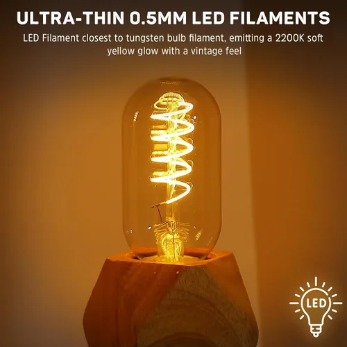 Miniatura 7 de Bombilla LED vintage Edison de 25 W, equivalente a 20 W, base media, regulable, suave, cálida, 2200 K, ámbar antiguo, T45, pequeña, estilo retro