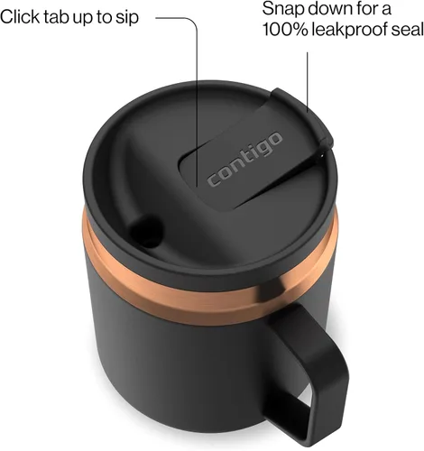 Miniatura 2 de Contigo SnapSeal - Botella de agua de acero inoxidable de 14 onzas con aislamiento al vacío con tapa de cierre automático a prueba de fugas