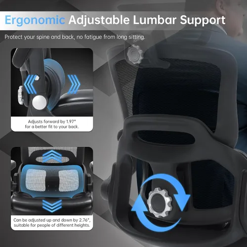 Miniatura 3 de Silla de oficina grande y alta de 500 libras, silla de escritorio ergonómica resistente con soporte lumbar ajustable, silla ejecutiva de computadora