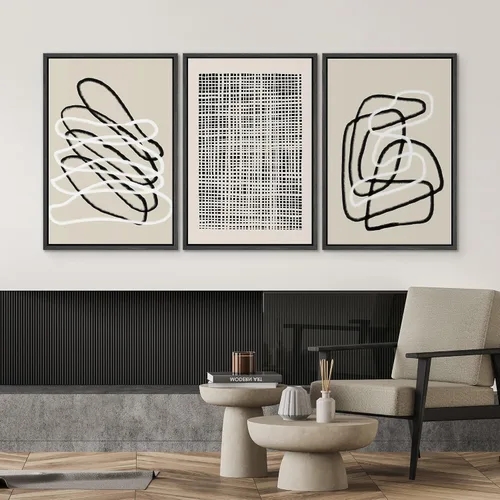 Miniatura 95 de SIGNWIN Lienzo enmarcado para pared, arte con pinceladas de flujo neutro en tonos beige abstractos, ilustraciones, arte moderno, decorativo