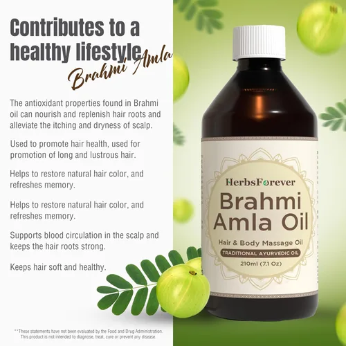 Miniatura 4 de HerbsForever Aceite Brahmi Amla con aceite de sésamo prensado en frío infundido Evita el adelgazamiento y la calvicie Promueve el crecimiento