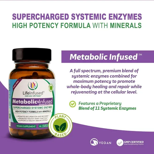 Miniatura 4 de Life Infused Infusión metabólica: mezcla de 11 enzimas sistémicas de primera calidad y 72 minerales clave para funciones corporales óptimas y un